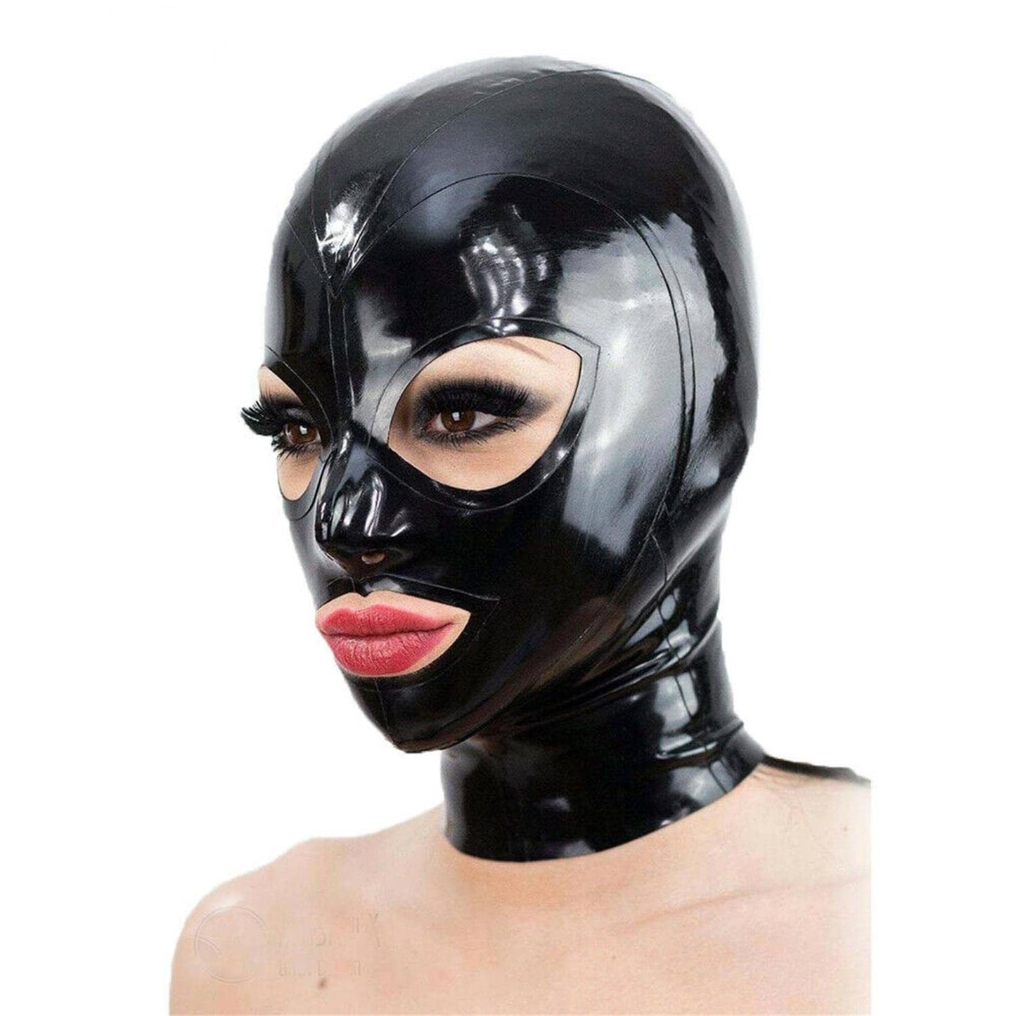 Latex Hood Rubber HeadMask,Latex Head Cover,Back Zipper,Natural latex Handmade for Unisex Cosplay Club Wear (M)