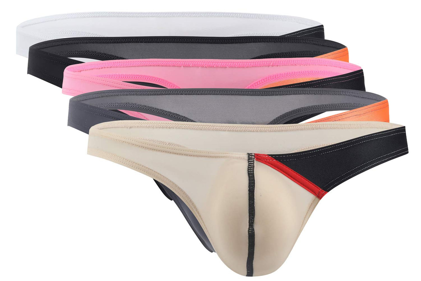 FEOYA Men's Underwear Thongs Low Waist Ice Silk Briefs Bikini Bulge Enhancing