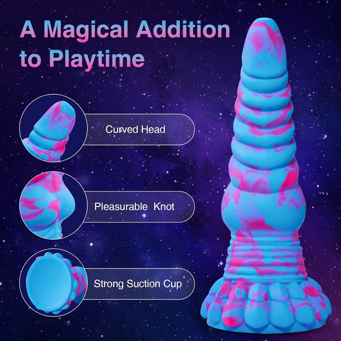 Huge Thick Big Monster Dildo, Silicone Fantasy Dragon Dildo with Suction Cup for Anal Prostate Massage, Large Knot Dildo Sex Toys for Women Men Pop, 8.7" Realistic Bad Boy (Blue)