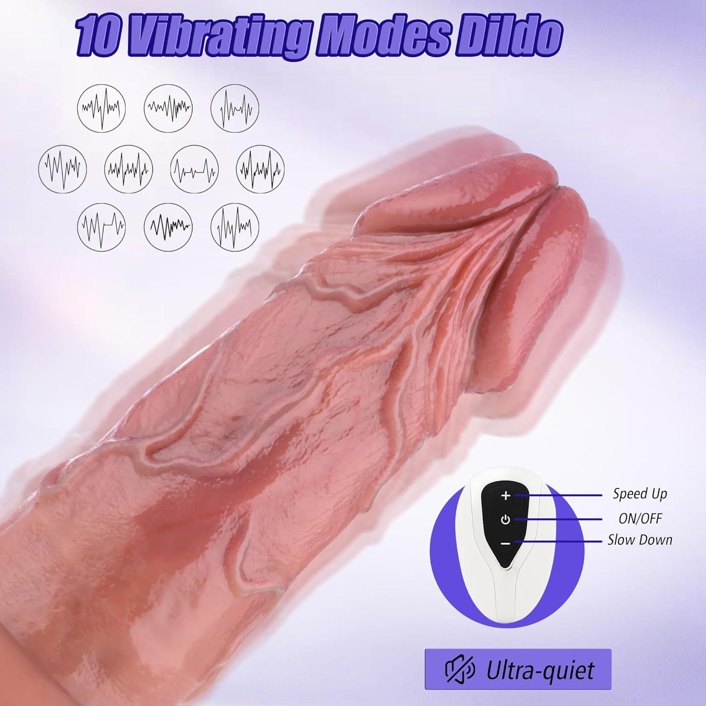 Silicone Realistic Thick Huge Dildo with App Controlled, 8.27 Inch Silicone Adult Toy for Her, Big Dildos with Suction Cup, Vibrator Dildo with Dual Density