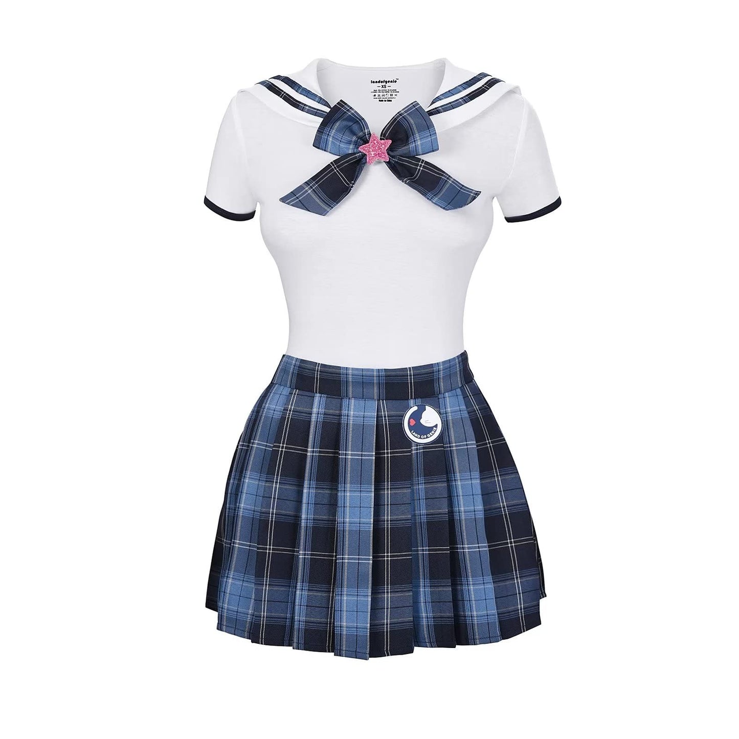 Landofgenie Women's Pajamas Set Anime Costume Onesie Cosplay JK Sailor Skirt Cross Dresser Male to Female Sissy Dark Blue