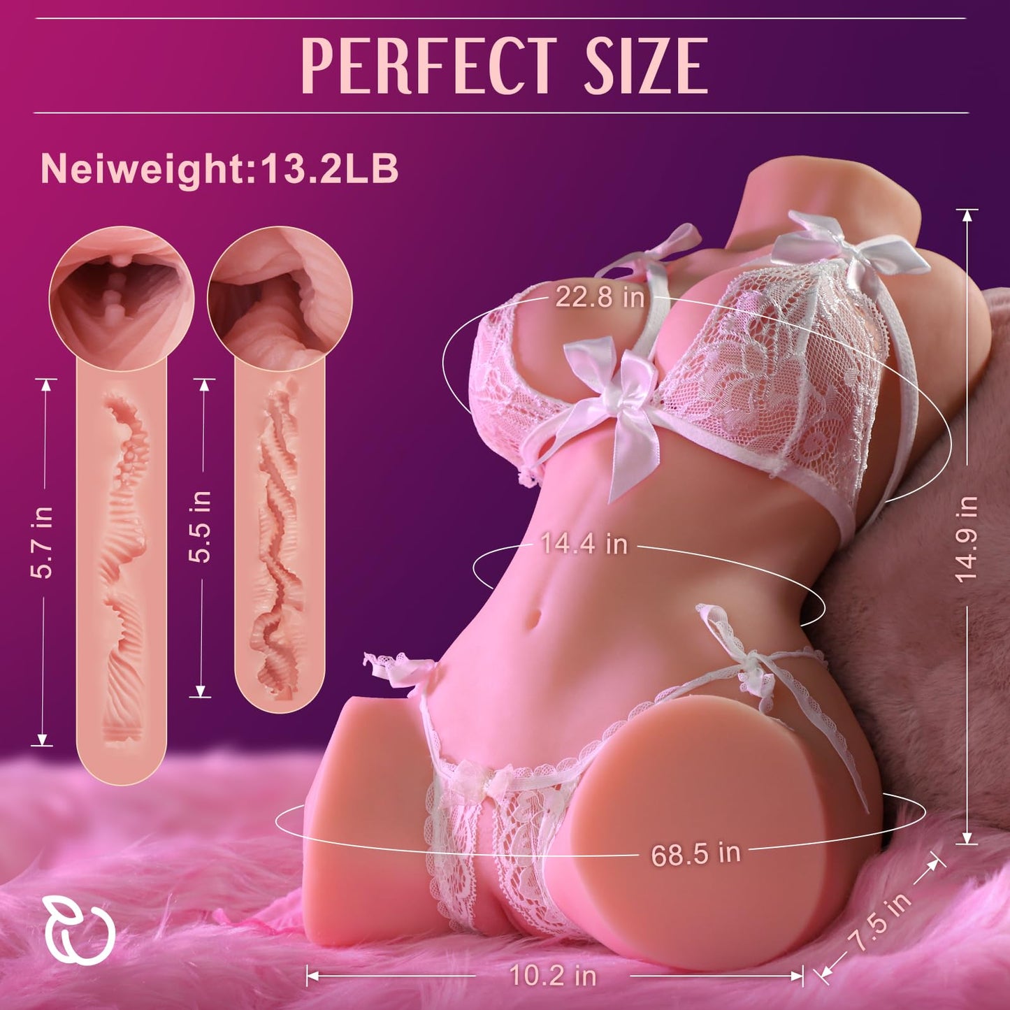 13.2LB Vibrating Sex Doll Male Masturbator - 12 Vibration Modes Sex Dolls, 4in1 Sex Toys for Men Pocket Pussy Ass with Big Boobs Vagina and Anal, Adult Toys Lifelike Torso Doll Hands Free Male Sex Toy