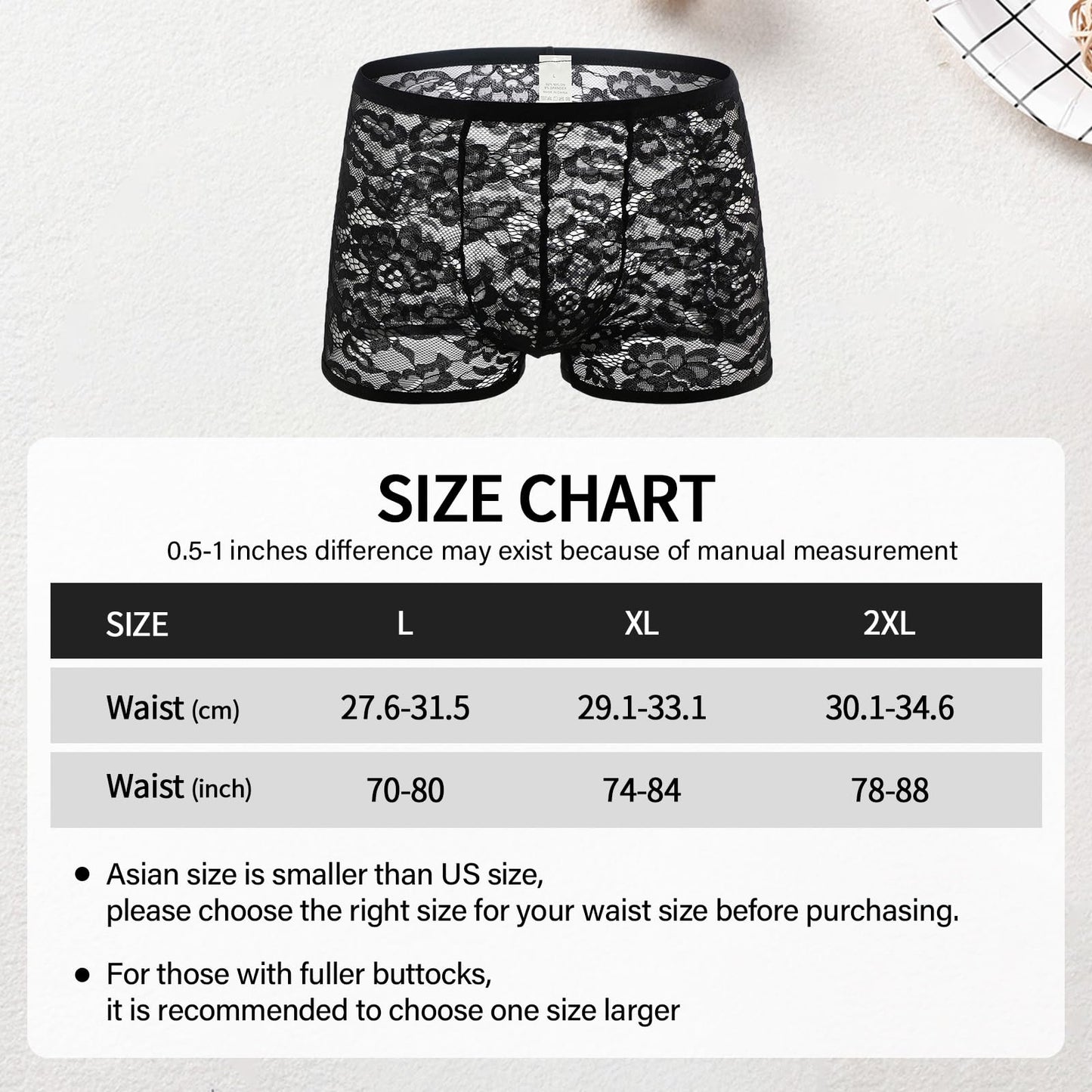 GENEMEN Mens Lace Boxers Briefs Sheer Underwear Sissy Panties Sexy Lingerie for Men (Black, XXL)