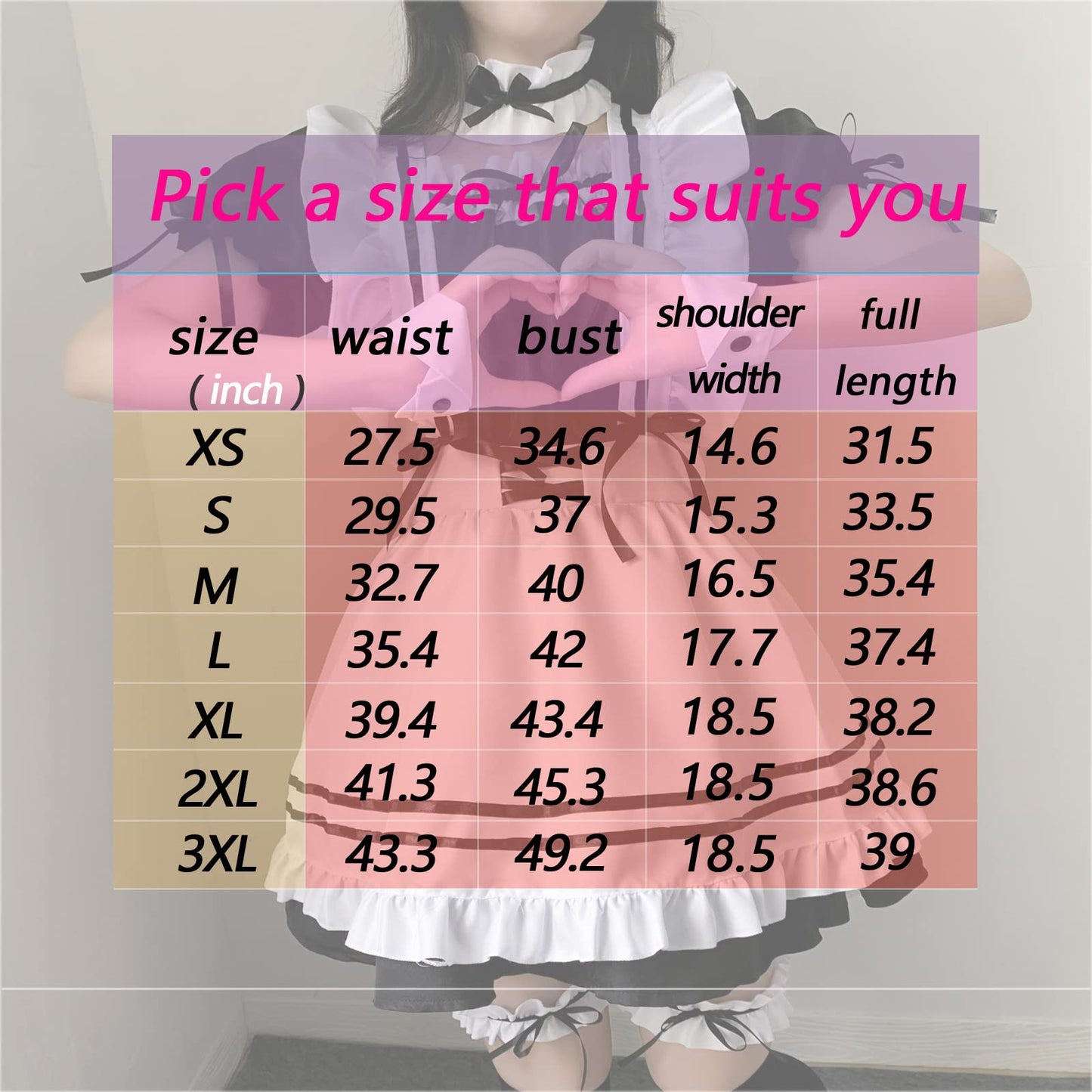 Maid Dress Japanese Anime Cosplay Sissy Clothes Halloween for Women Girls with Socks Headwear (L)