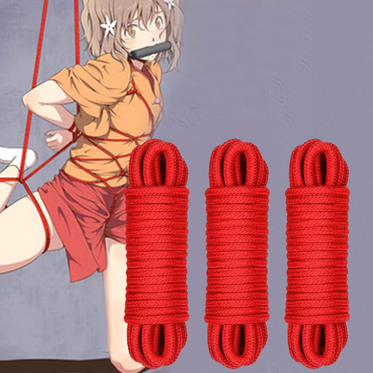 32 Feet/10m BDSM Bondage 3pack Soft Cotton Rope Sex Bondage Kit Sex Toys for Women Men and Couples (Red)