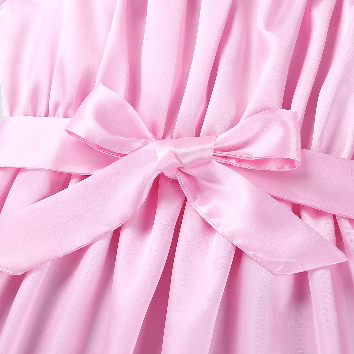 LiiYii Men's Sissy Lingerie Shiny Satin Dress Ruffled Frilly Crossdressing Pajamas Sleepwear Pink Large