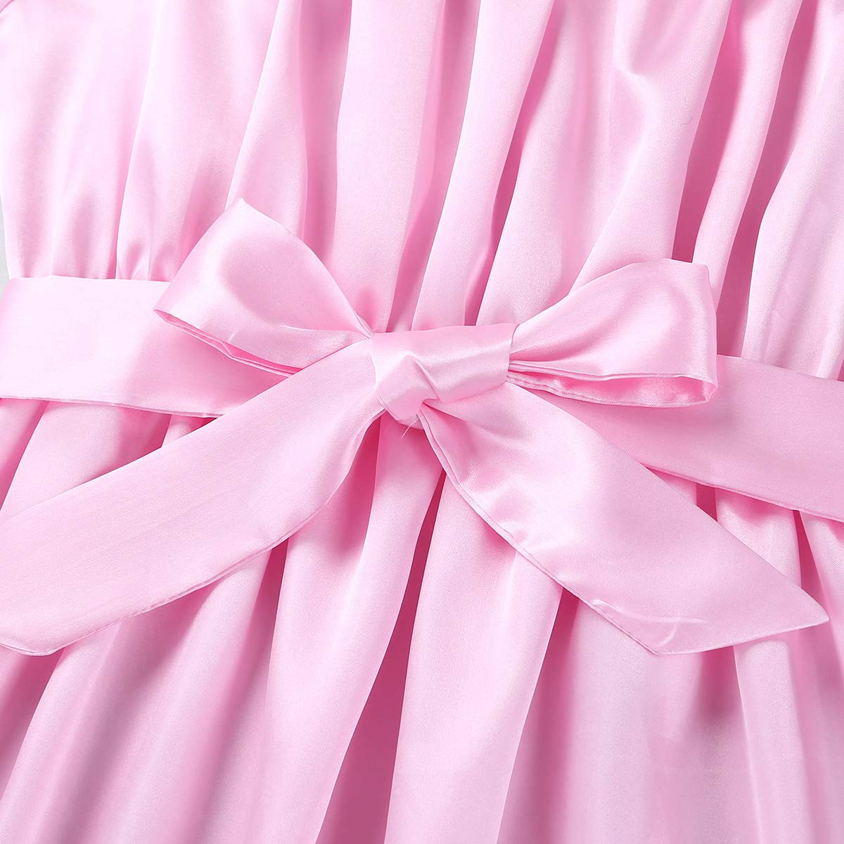 LiiYii Men's Sissy Lingerie Shiny Satin Dress Ruffled Frilly Crossdressing Pajamas Sleepwear Pink Large