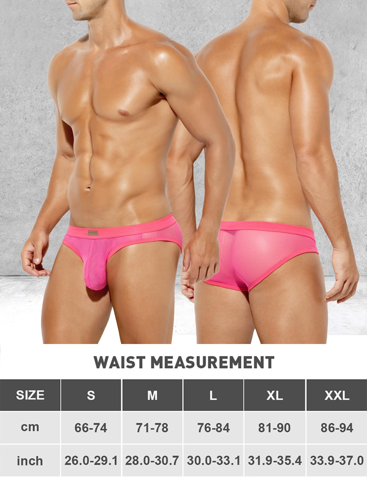 Arjen Kroos Men's Sexy Low Rise Underwear Breathable Mesh Briefs,PINK-AK2167,Medium