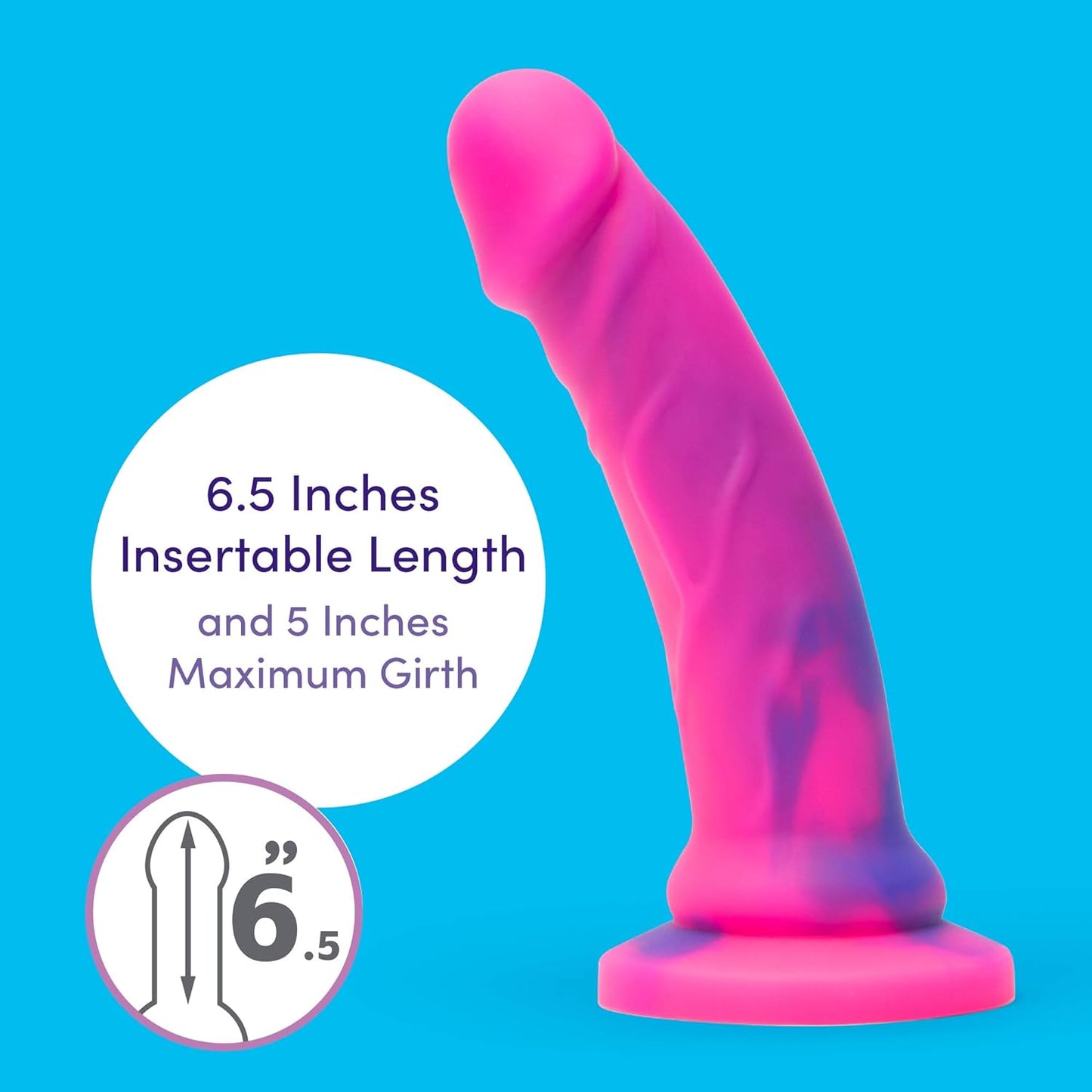 Lifelike Lover Luxe Realistic Dildo - 6.5 Inch Suction Cup Dildo for Women - Multicoloured Silicone Dildo - Harness Compatible - Waterproof - Pink Dildo