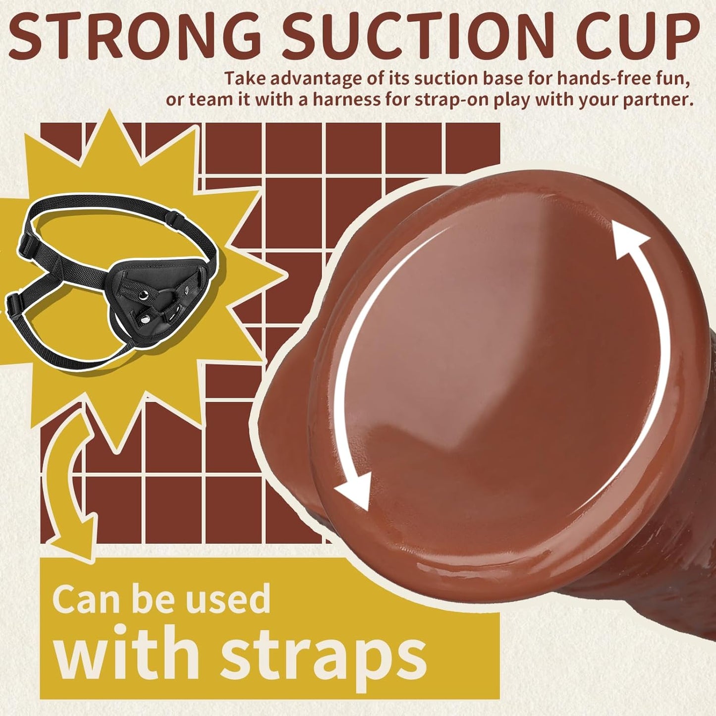 7.3 Inch Realistic Dildos, Dildo with Suction Cup for Hands-Free Play, Flexible Cock with Curved Shaft and Balls for Vaginal G-Spot and Anal Play, Adult Sex Toy for Male & Female, Brown