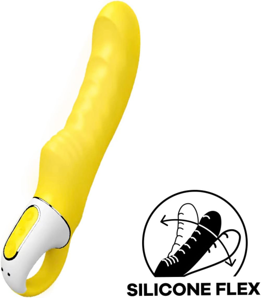 Yummy Sunshine G-Spot Vibrator - Vibrating Dildo, Ribbed Shaft, 12 Vibration Programs, Retaining Ring - Soft Silicone, Waterproof, Rechargeable