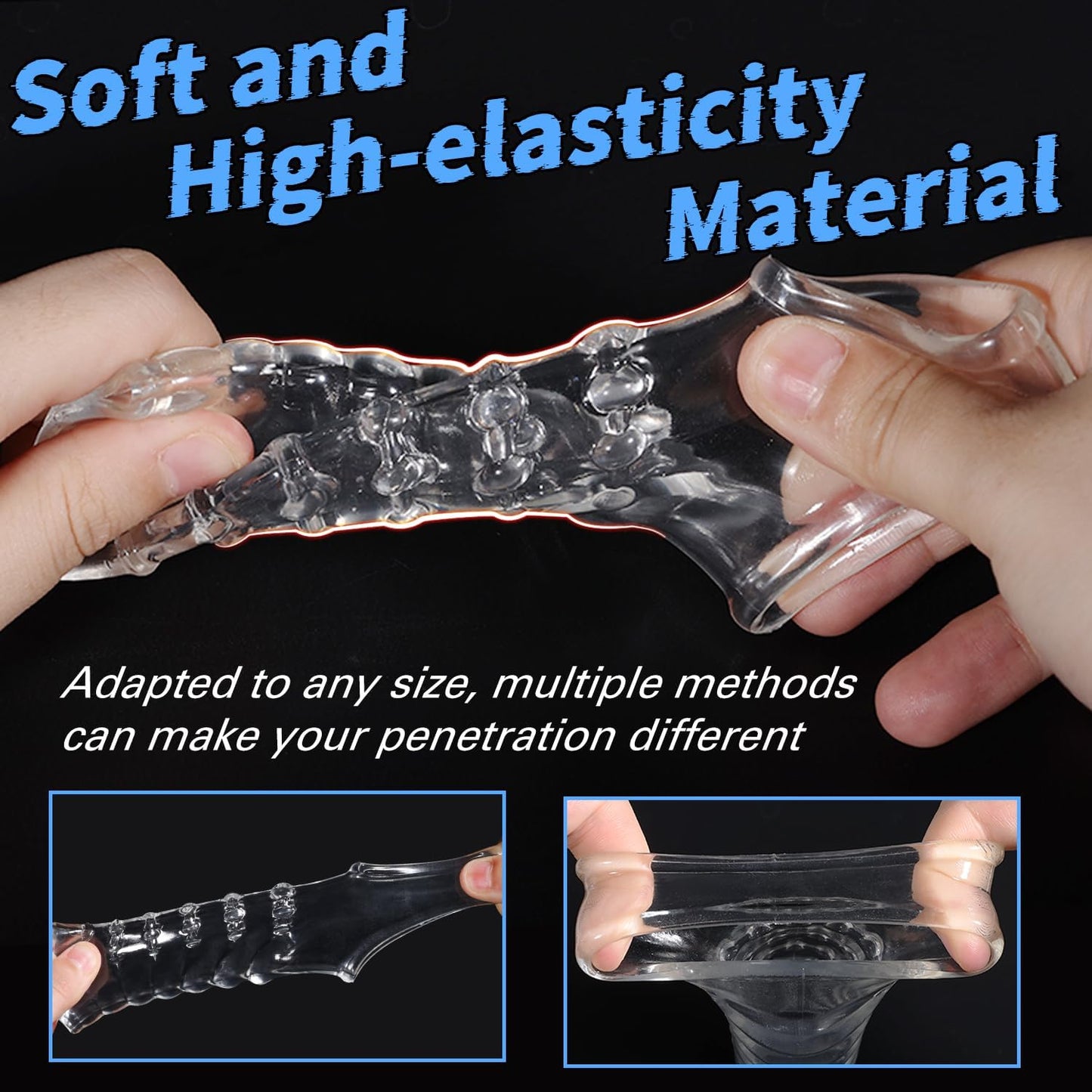 New Cock Delay Loop Sleeve for Men, Reusable Ultra-Soft Penis Enlarger Cock Extender Sheath Men Cock Condom Male Sex Toys - Clear
