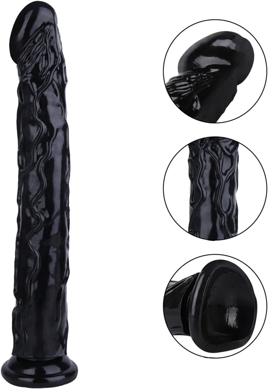 13 Inch Long Realistic Dildo with Strong Suction Cup, Lifelike Flexible Thick Adult Sex Toys Huge Large Anal Dildos for Women - Black