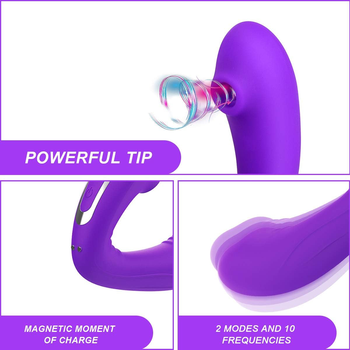 Mr. Octopus Sucking Vibrator, Nipple and Clitoris Stimulator, 2 in 1 Function, 10 Vibration Modes,Ipx7 Waterproof and Quiet Design, USB Magnetic Charging and Portable