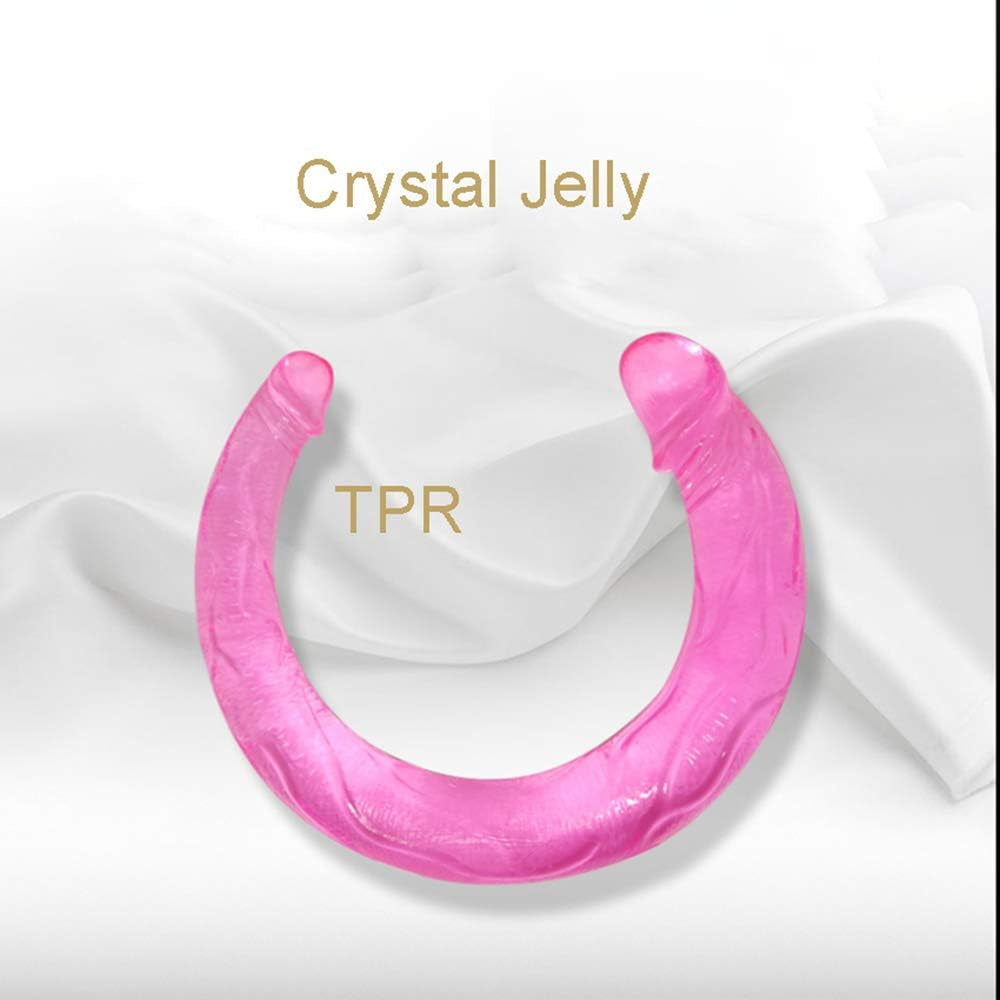 Flexible Double Penetration Dildo for Couples Vaginal Anal Play, Double Ended Defined Heads Veined Shaft 16.53 Inch
