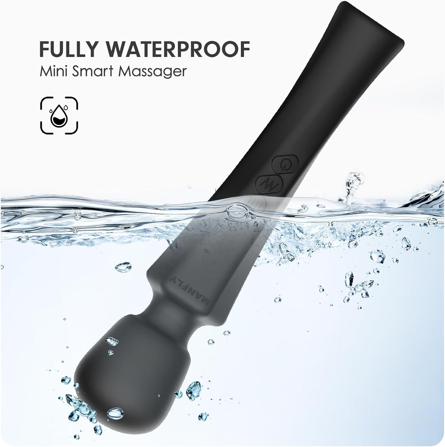 Muscle Massager, Home Massage Tool, Handheld Electric Powerful Rechargeable Waterproof Neck Shoulder Back Leg Massager (Black)