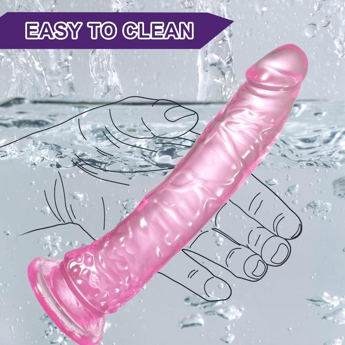8.4 Inch Soft Realistic Dildo, Human Safety Material, with Powerful Suction Cups, Suitable for Women/Men/Gay, Adult Toys for Women or Beginer (8.4In*3.7In Blue) (8.4In*3.7In Pink)