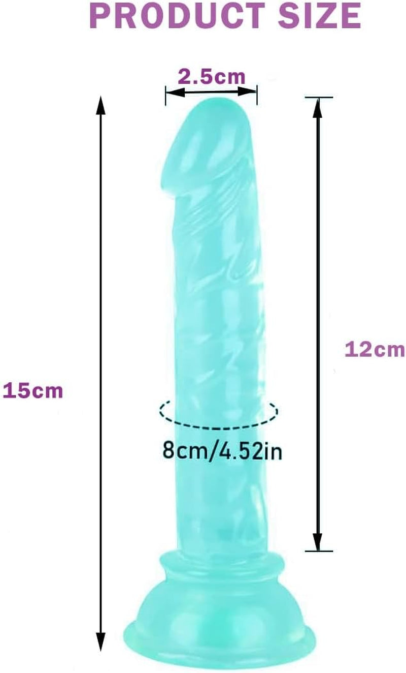 G-Spot Dildo for Women Skin-Friendly Flexible Silicone Adult Sex Toy with Powerful Suction Cup, Small Size for Beginner Green