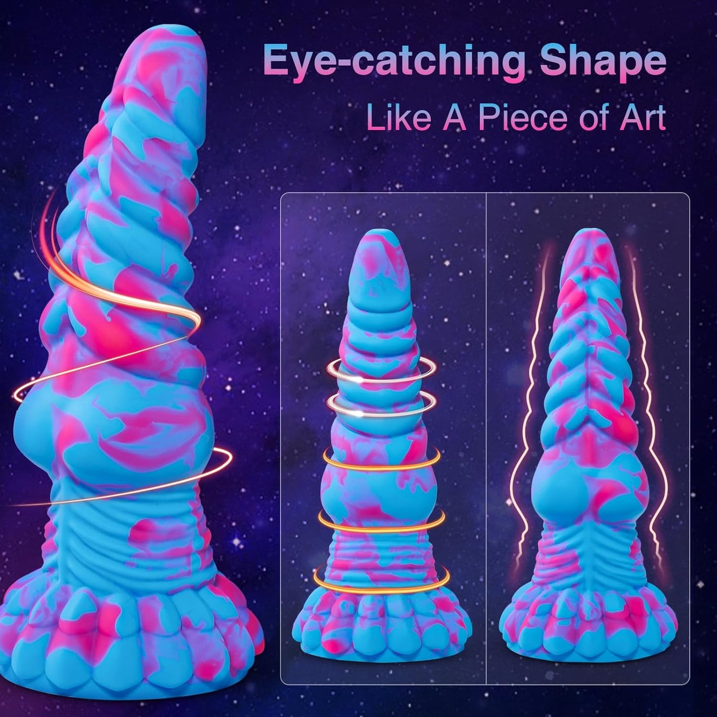 Huge Thick Big Monster Dildo, Silicone Fantasy Dragon Dildo with Suction Cup for Anal Prostate Massage, Large Knot Dildo Sex Toys for Women Men Pop, 8.7" Realistic Bad Boy (Blue)