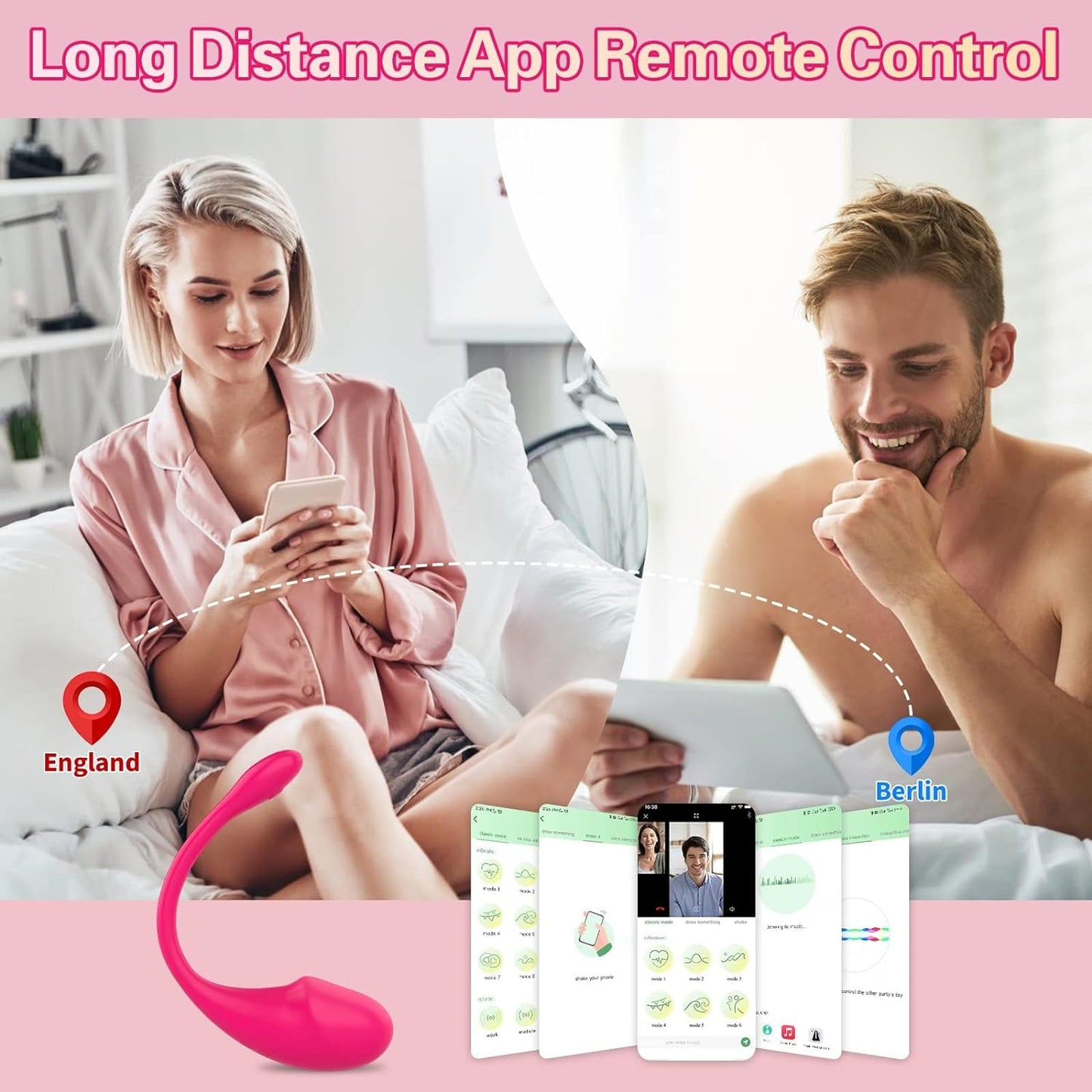 Long Distance Control Women Vibrateur Massage - Quiet, Powerful, Waterproof, 10 Speeds, USB Charging, Red SG1214V2.112, Ship from Canada