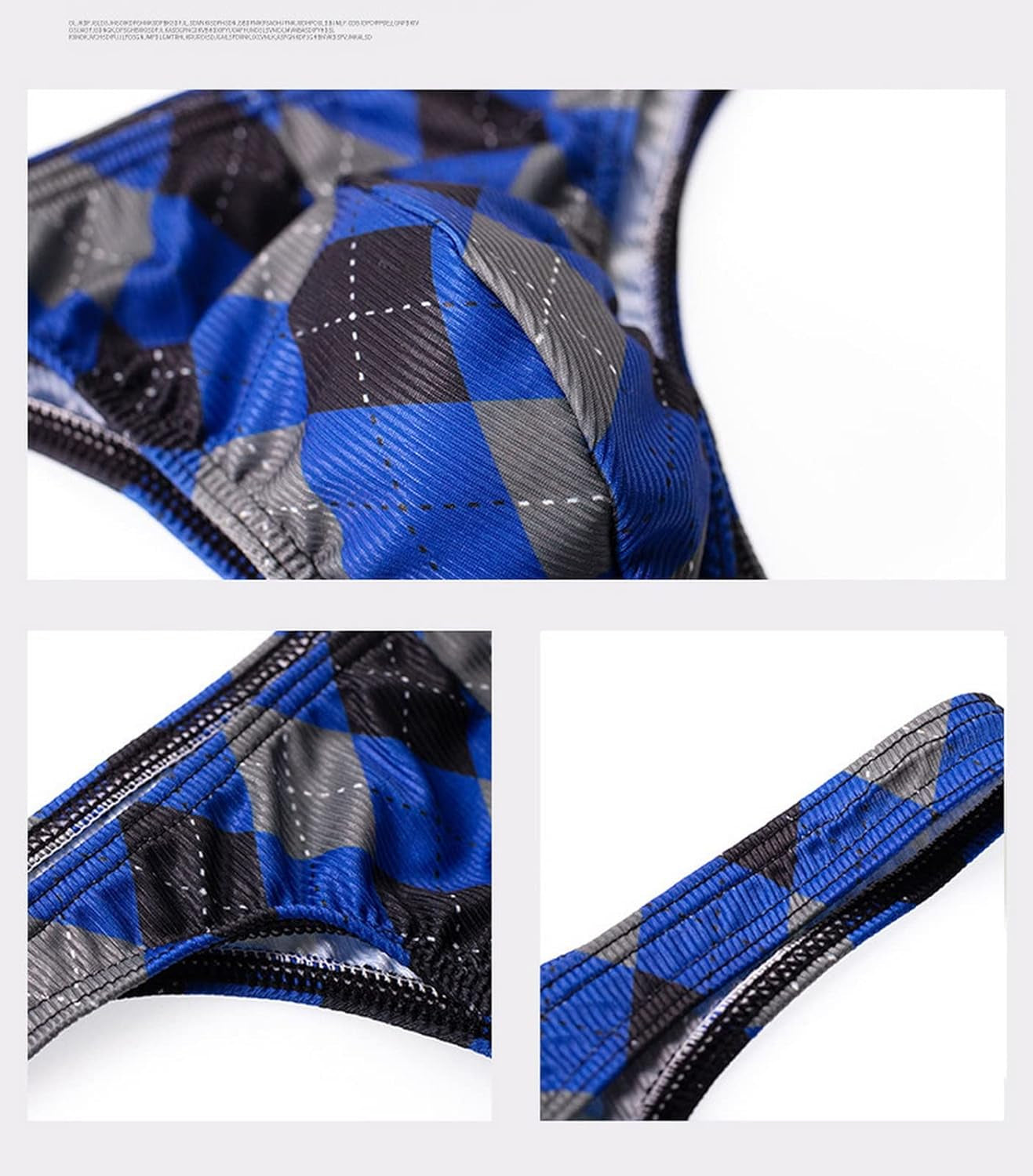 Men'S Checker Printed Ice Silk Briefs Breathable Bikini G-String Pants