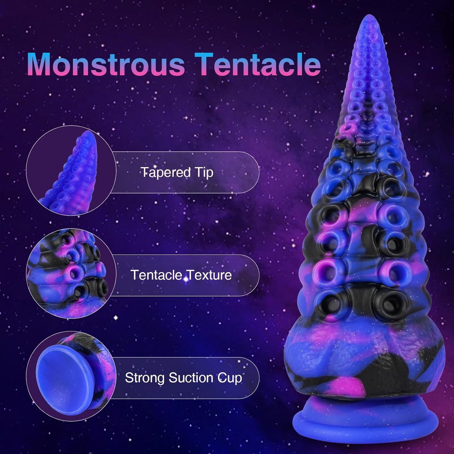 Monster Dildo Tentacle Adult Toy: Big Thick Dildos with Suction Cup for Women, Huge Fantasy Dildo with Octopus-Shape, 8.7” Silicone Giant Dildo, Galaxy