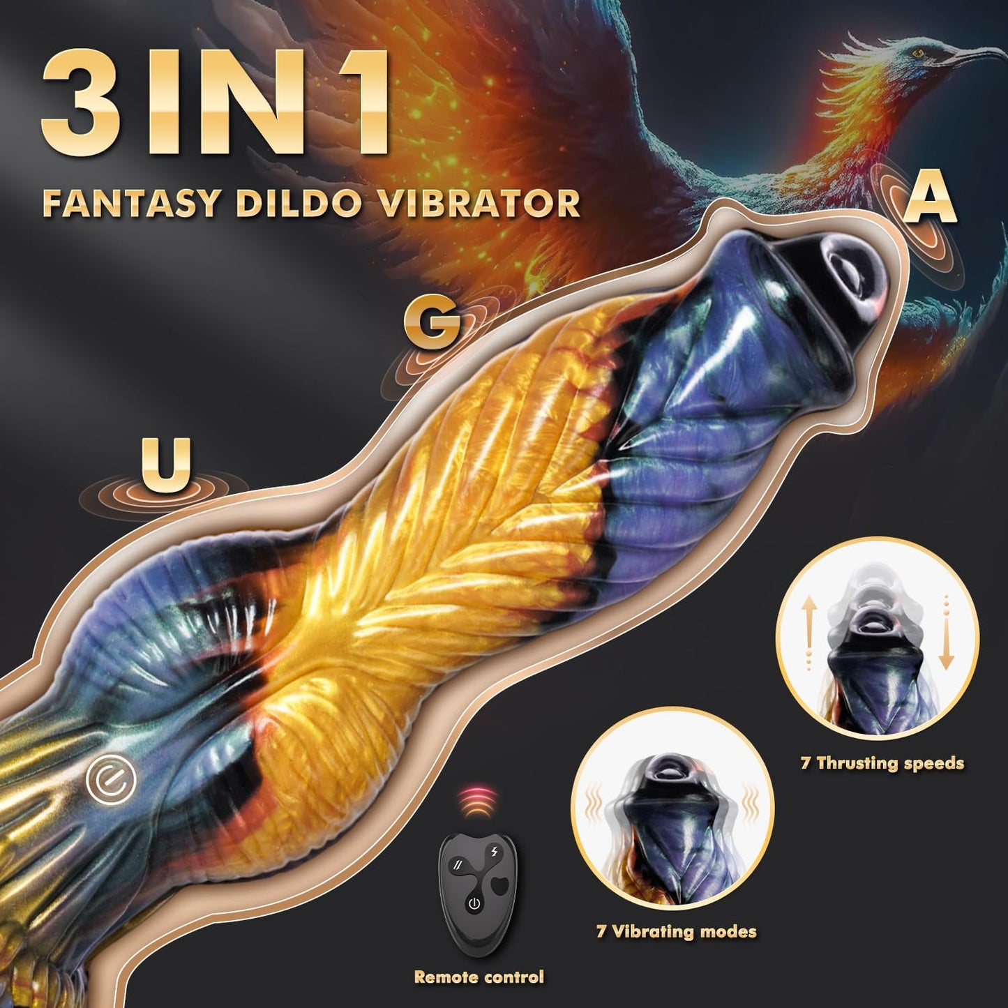 Thrusting Dildo Sex Toys Vibrator - 10.2" 3IN1 Huge Thick Dildos Anal Toys U & G-Spot Vibrator, Monster Big Dildo Remote Control 7 Modes, Suction Cup Fantasy Dildo Adult Sex Toys & Games for Men Women