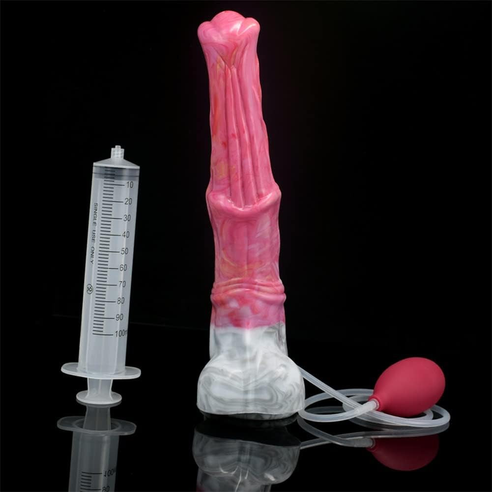12 Inch Realistic Squirting Dildo Ejaculating Lifelike Knotted Dildo Large Horse Dildo Dildo with Suction Cup Adult Sex Toy for Women - Red Grey