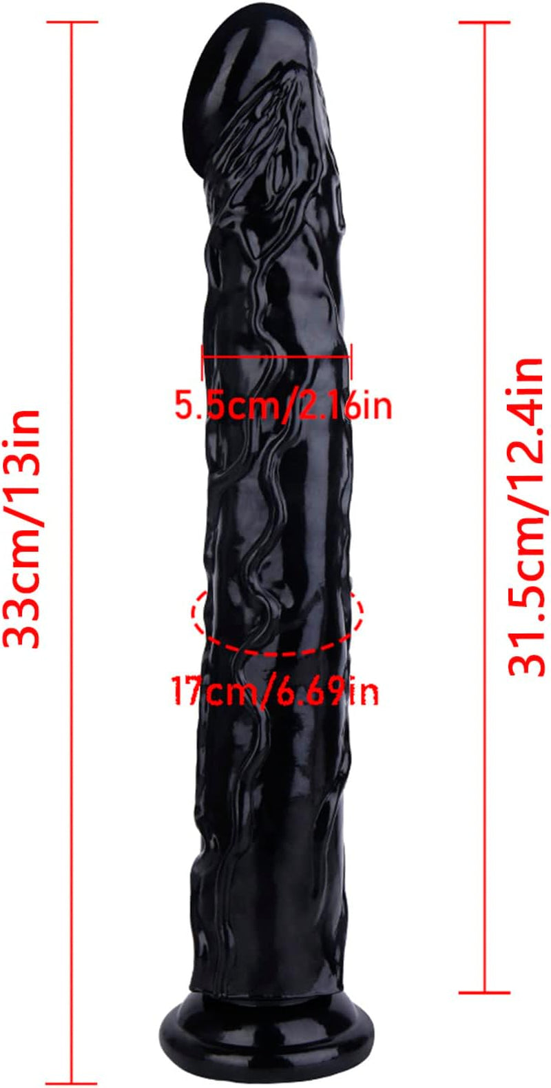 13 Inch Long Realistic Dildo with Strong Suction Cup, Lifelike Flexible Thick Adult Sex Toys Huge Large Anal Dildos for Women - Black