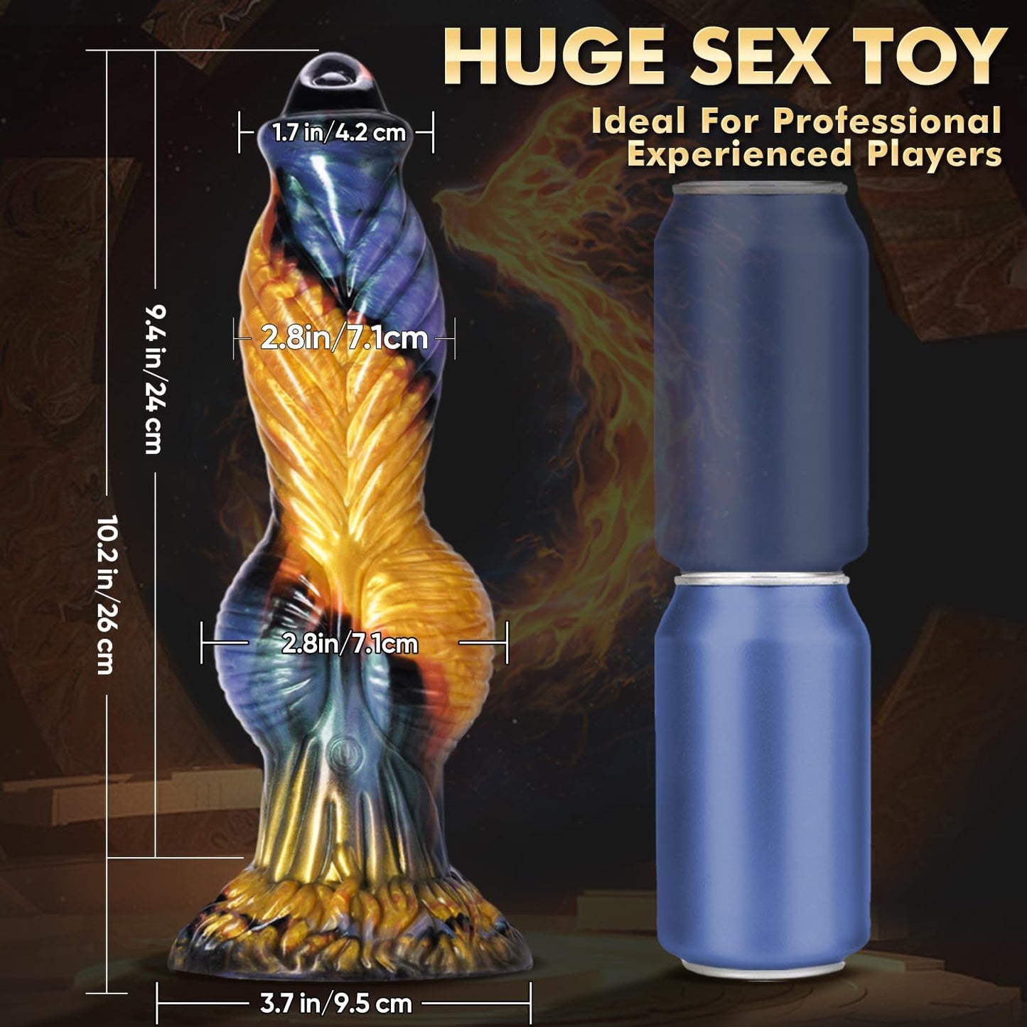 Thrusting Dildo Sex Toys Vibrator - 10.2" 3IN1 Huge Thick Dildos Anal Toys U & G-Spot Vibrator, Monster Big Dildo Remote Control 7 Modes, Suction Cup Fantasy Dildo Adult Sex Toys & Games for Men Women