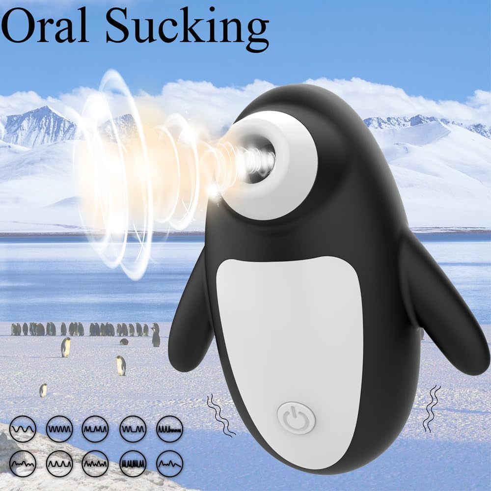 Clitoral Sucking Sex Toy,Womens Sex Toys Cute Penguin Clit Stimulator & Breast Sucker & Nipples Massager, Waterproof Rechargeable Adult Sex Toys Clitoral Vibrator for Women or Couple Pleasure