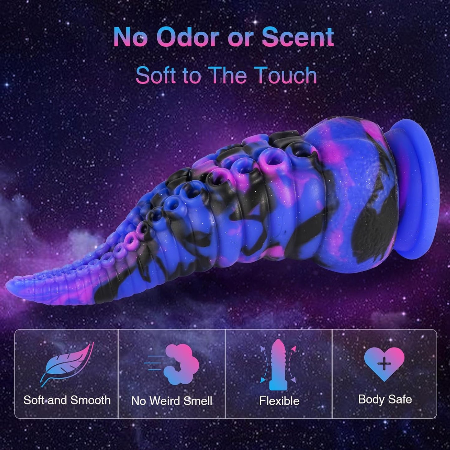 Monster Dildo Tentacle Adult Toy: Big Thick Dildos with Suction Cup for Women, Huge Fantasy Dildo with Octopus-Shape, 8.7” Silicone Giant Dildo, Galaxy