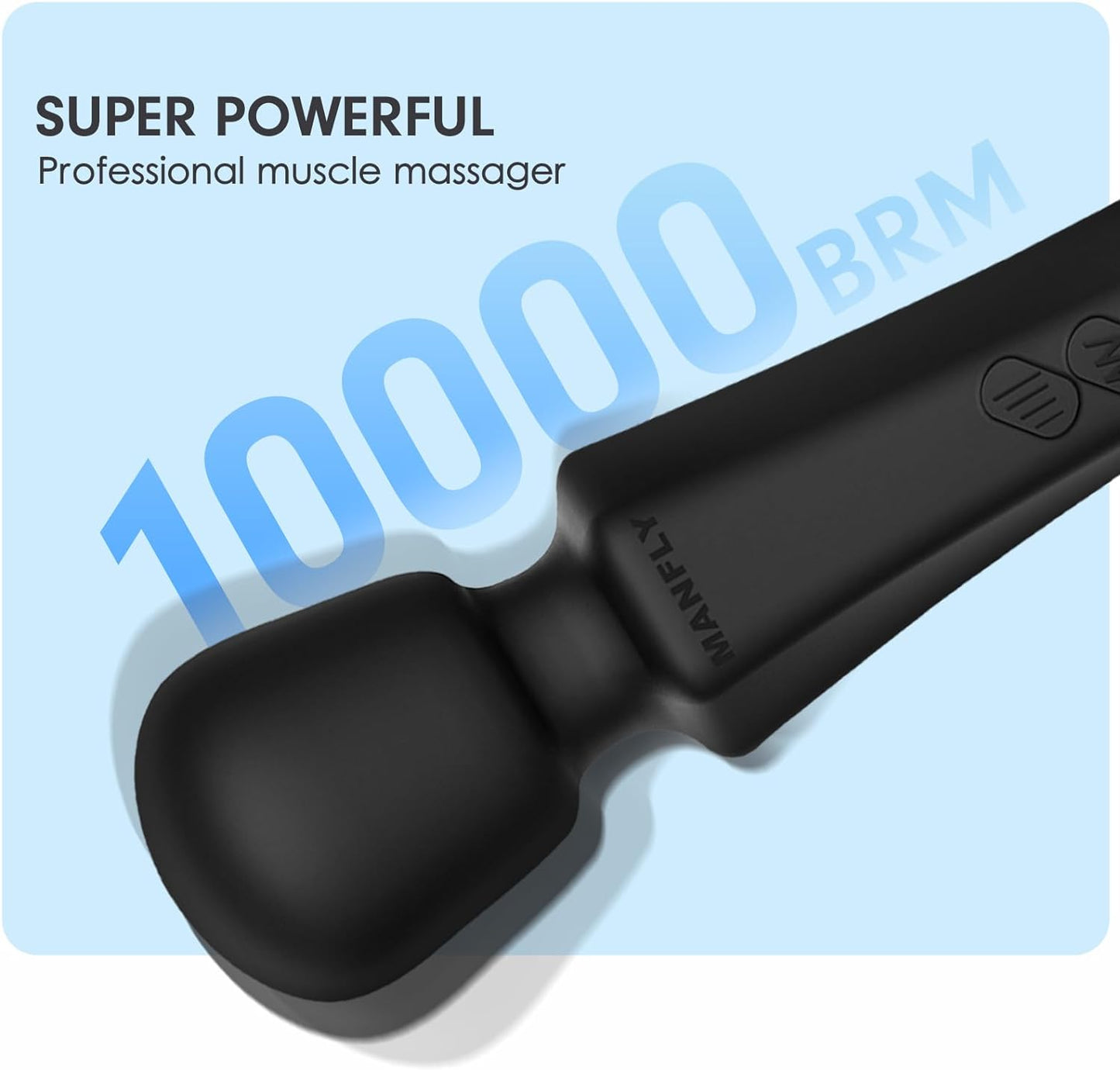 Muscle Massager, Home Massage Tool, Handheld Electric Powerful Rechargeable Waterproof Neck Shoulder Back Leg Massager (Black)