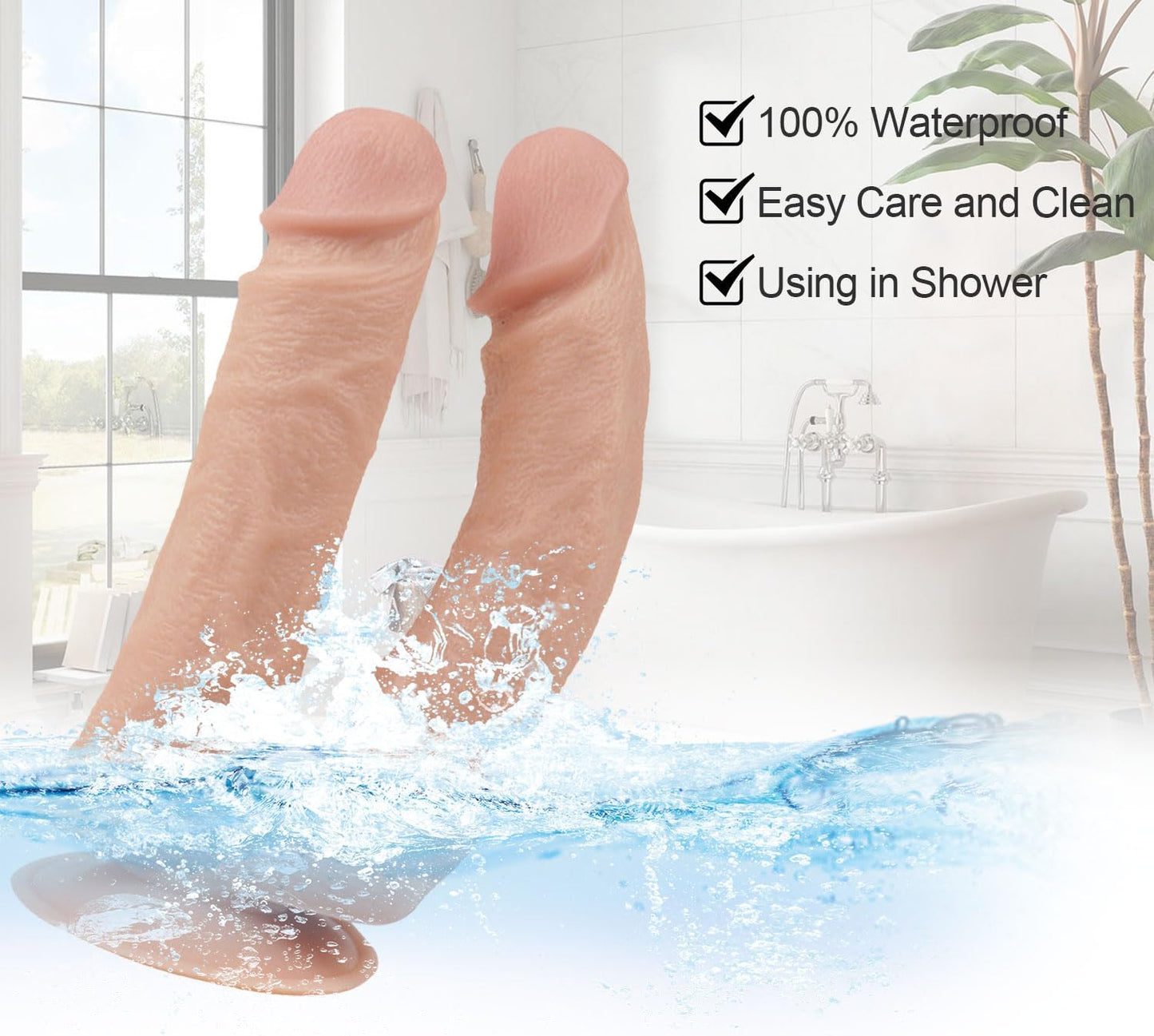 J8-8.66-Inch Dual Silicone Material Realistic Classic Hands-Free Suction Cup Tool for Women and Couples Beginners