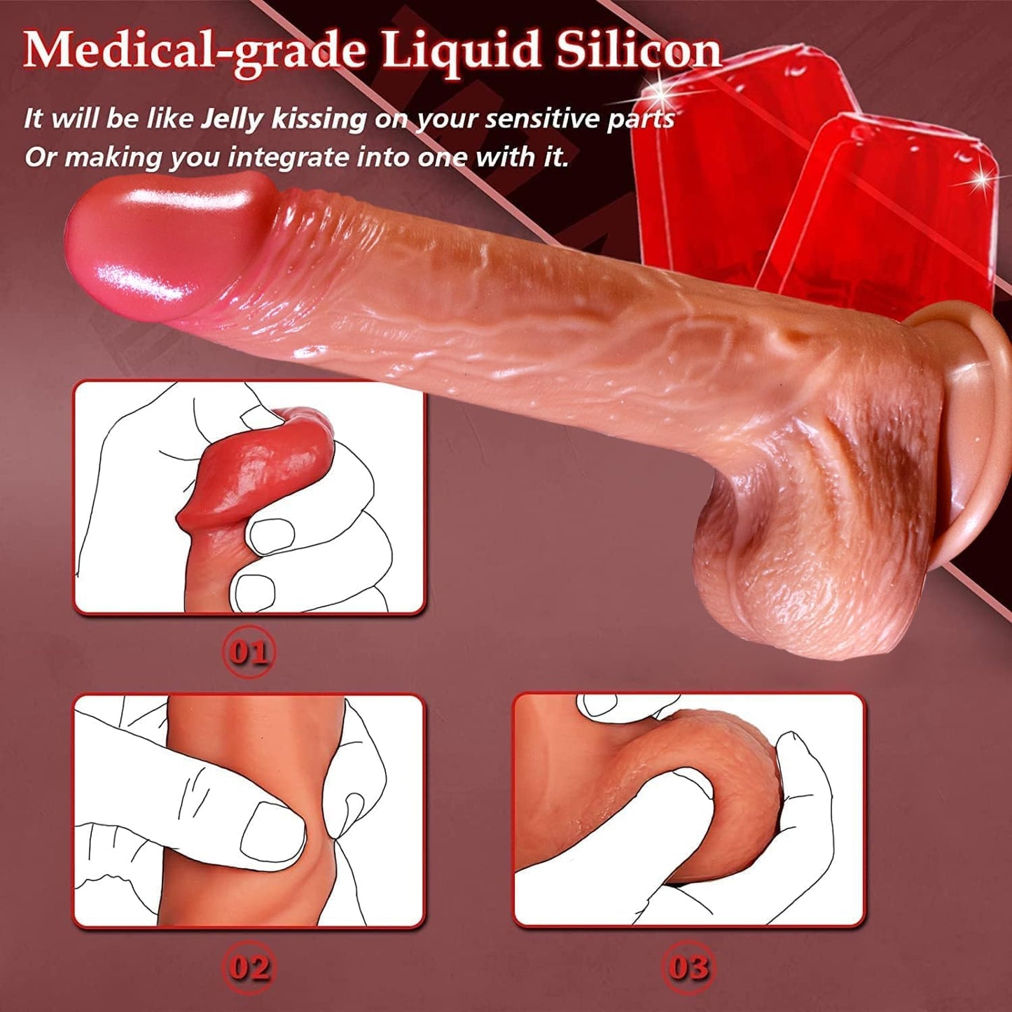 Thrusting Dildo Vibrator Sex Toys - 8.5" Realistic Dildos for G Spot Anal Stimulation with 3 Thrusting & 5 Vibration & Heating Mode, Silicone Dildo Remote Control Adult Toy for Women Couple