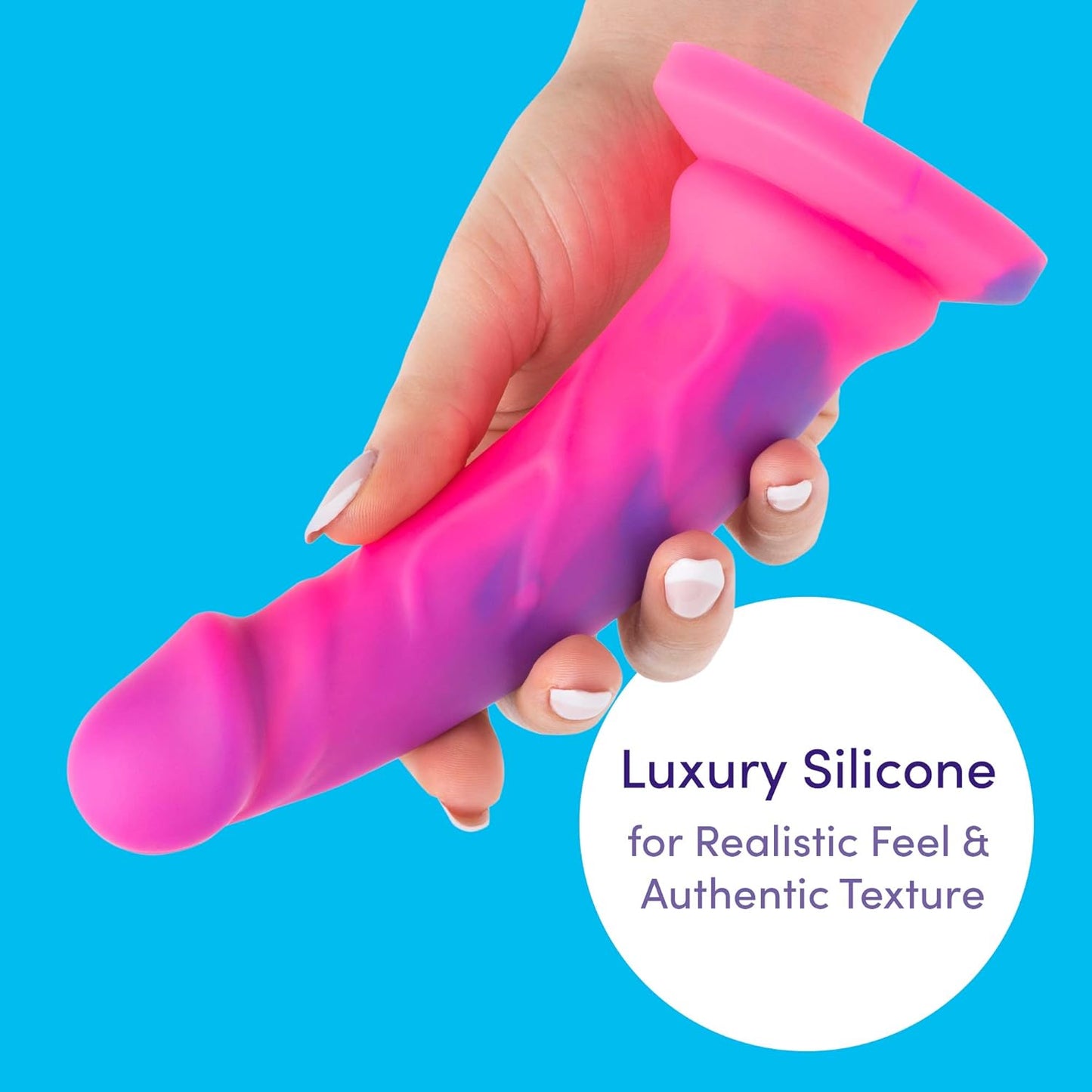 Lifelike Lover Luxe Realistic Dildo - 6.5 Inch Suction Cup Dildo for Women - Multicoloured Silicone Dildo - Harness Compatible - Waterproof - Pink Dildo