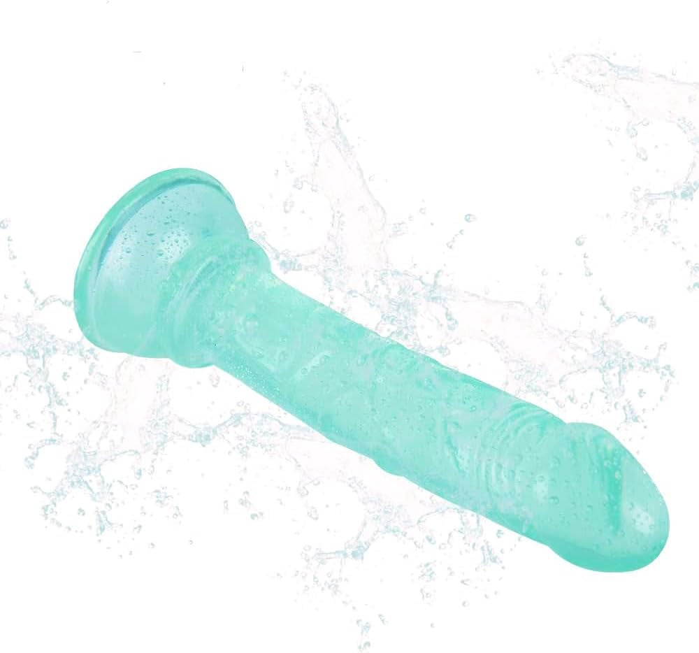G-Spot Dildo for Women Skin-Friendly Flexible Silicone Adult Sex Toy with Powerful Suction Cup, Small Size for Beginner Green
