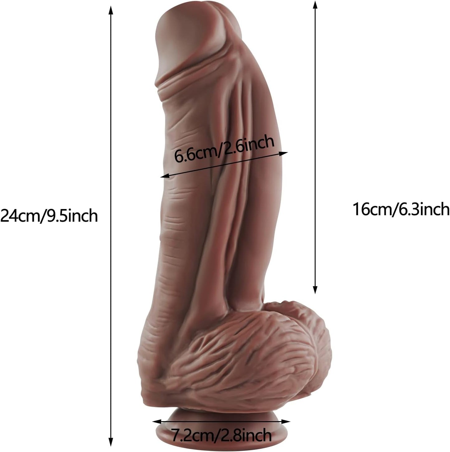XXL Realistic Dildo with Suction Cup, Huge Thick Monster Silicone Dildo, Dual Density Anal Dildo Plugs, Large Size Adult Sex Toy for Experienced Men Woman, 9.5 Inch (Brown)