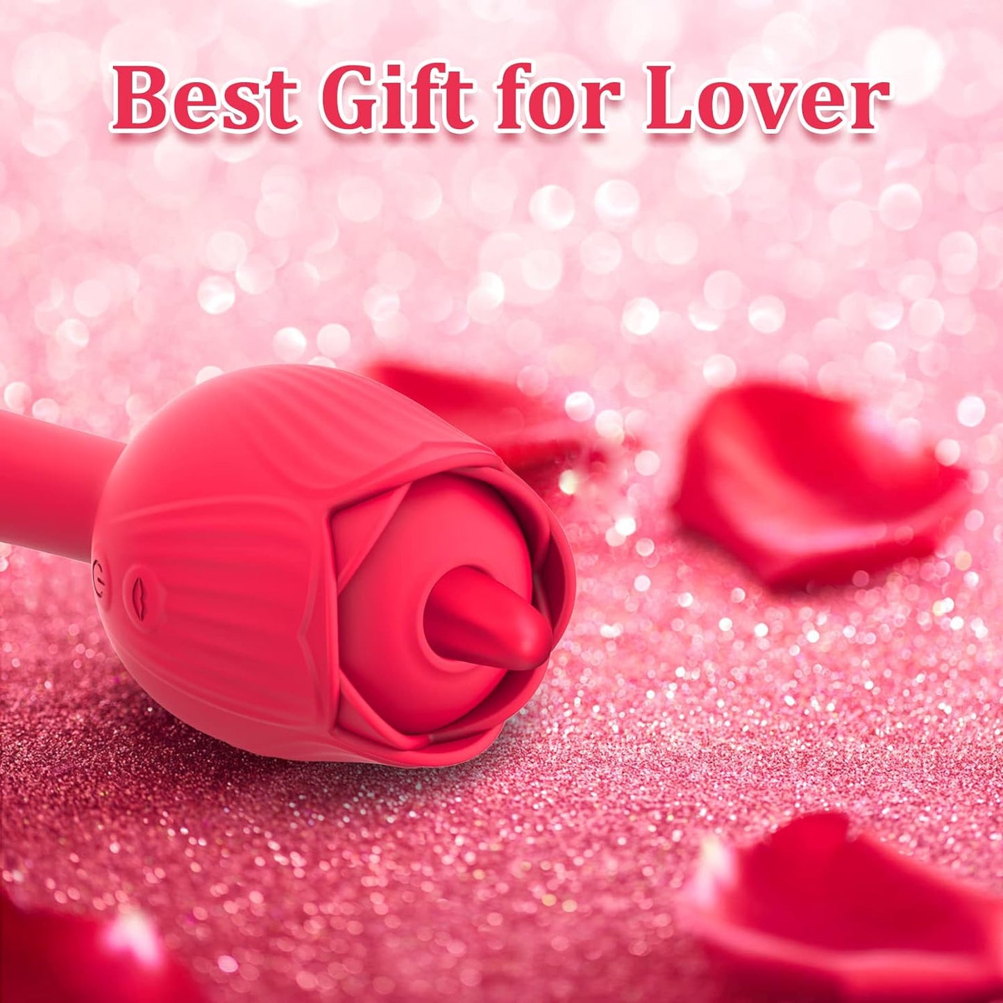 Licking Clitoral G-Spot Dildo Vibrator, Rose Sex Toys for Women Rechargeable Clit Nipple Anal Vaginal Massager with 10 Modes, Blowjob Adult Sex Toy & Game