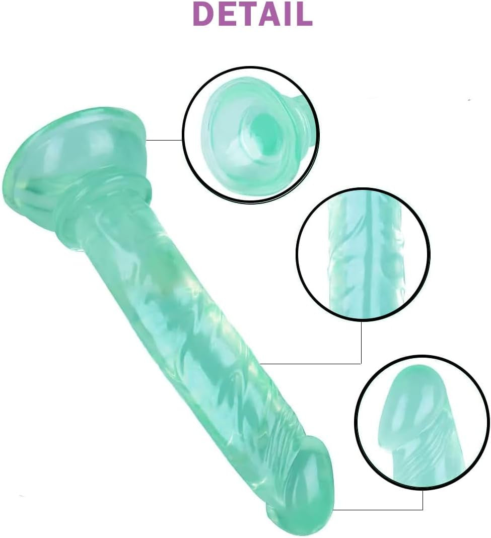 G-Spot Dildo for Women Skin-Friendly Flexible Silicone Adult Sex Toy with Powerful Suction Cup, Small Size for Beginner Green