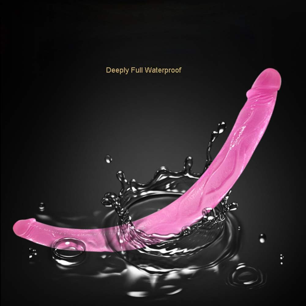Flexible Double Penetration Dildo for Couples Vaginal Anal Play, Double Ended Defined Heads Veined Shaft 16.53 Inch