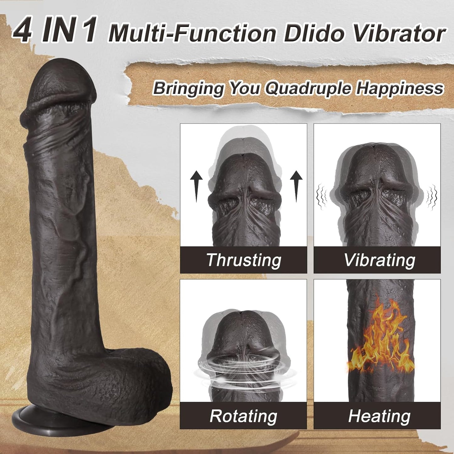 Thrusting Rotating G Spot Dildo Vibrator Sex Toys - Realistic Lifelike Silicone Suction Cup Thick Huge Dildos with 10 Modes for Anal Vagina Stimulation, Adult Female Sex Toys & Games for Women Couples