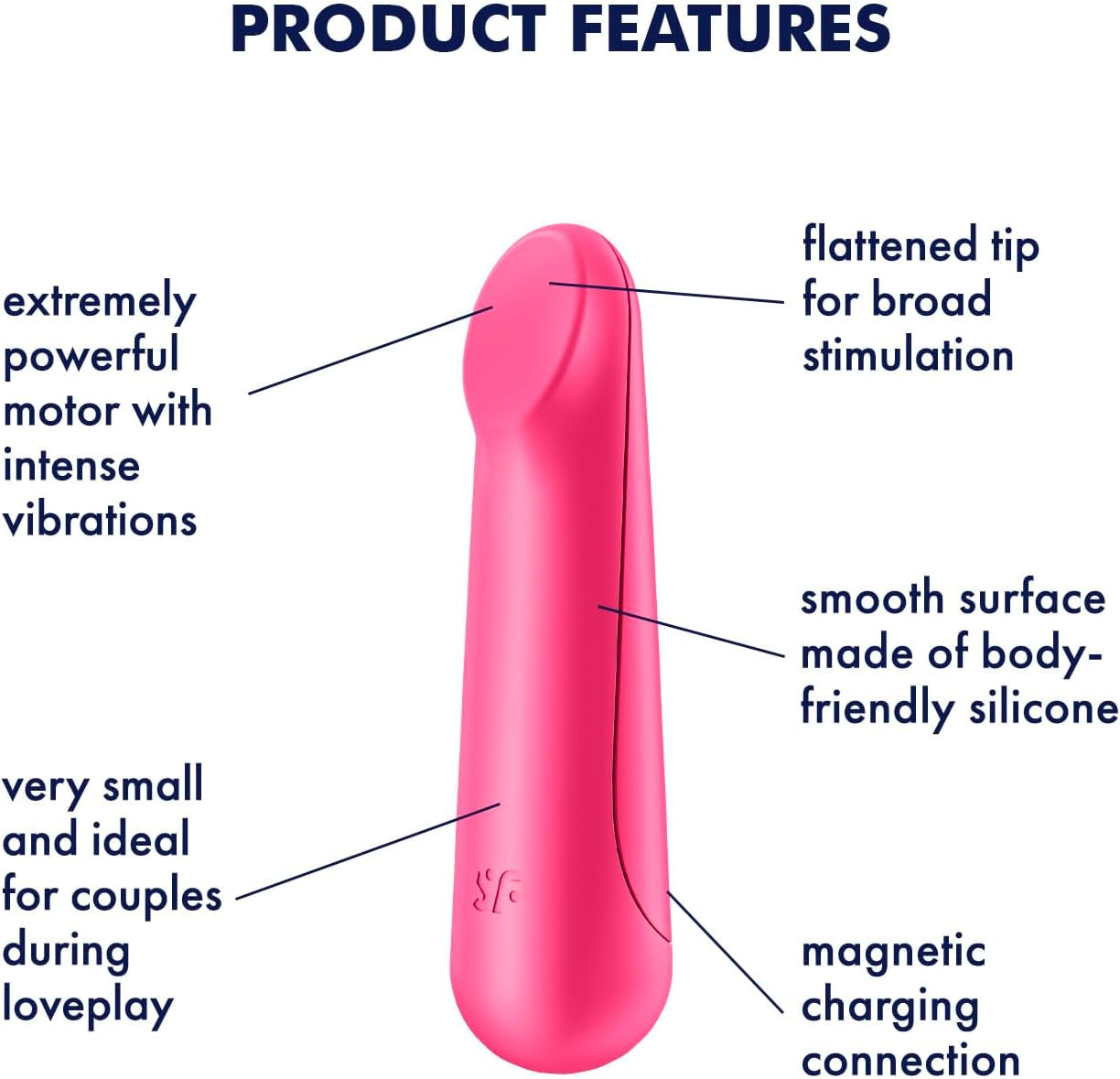 Ultra Power Bullet 3 Mini Bullet Vibrator - Clitoral Stimulator, Personal Massager, Flat Beveled Tip - Portable, Waterproof, Rechargeable, 9Cm (Red)