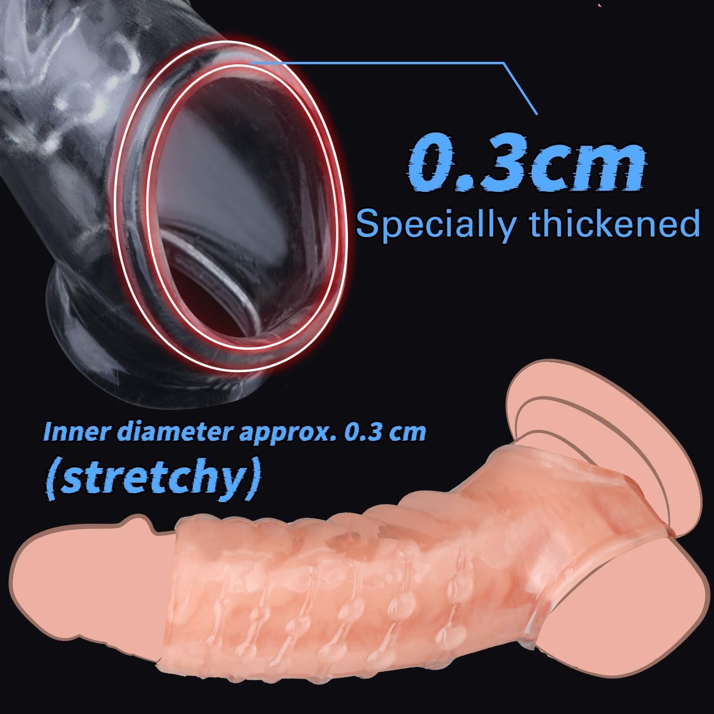 New Cock Delay Loop Sleeve for Men, Reusable Ultra-Soft Penis Enlarger Cock Extender Sheath Men Cock Condom Male Sex Toys - Clear