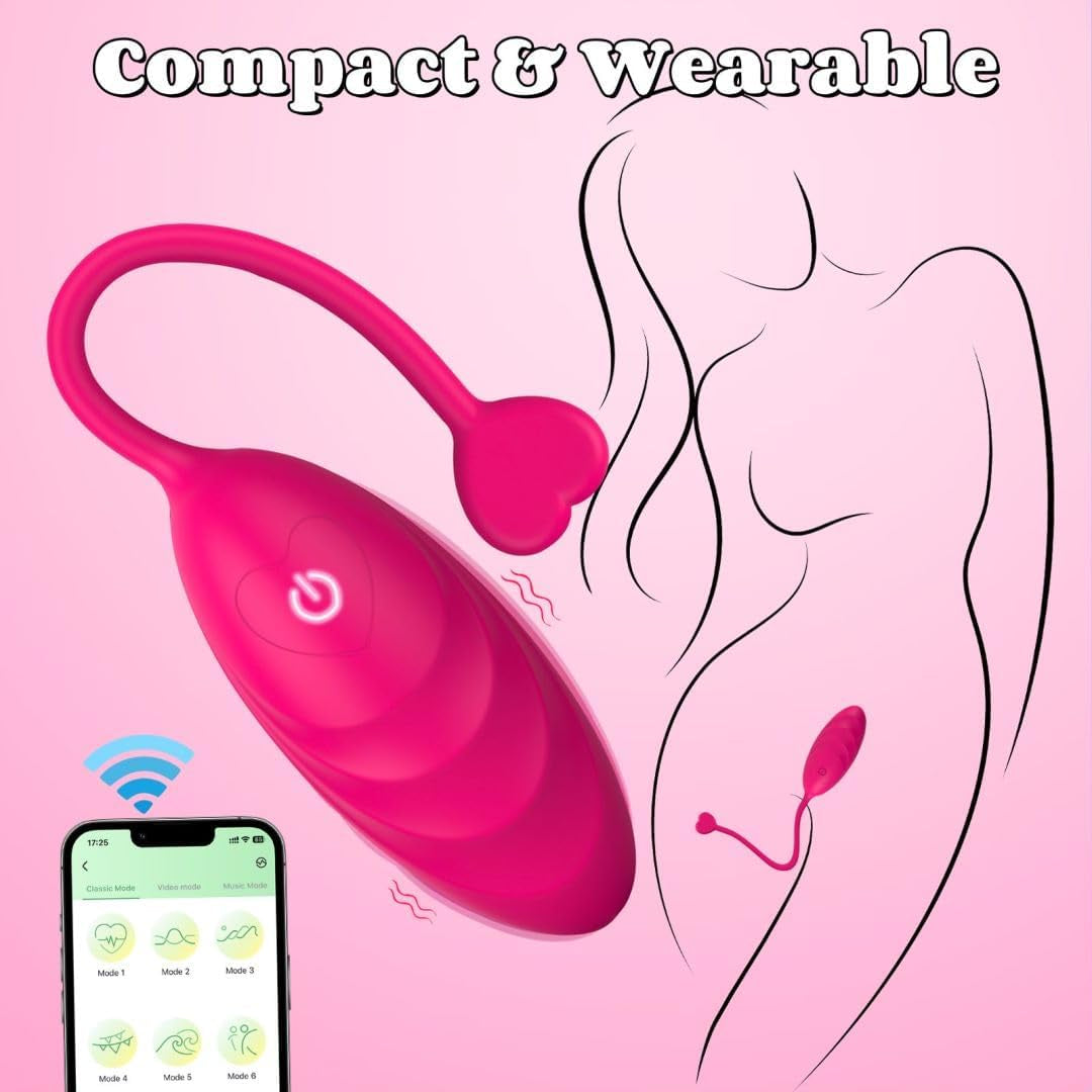 APP Control Massagers, Long Distance Silicone Wearable Massager 10 Modes Silent Small Massage Tool Powerful Mini Massage Gift for Women G Toys 1SDFA43