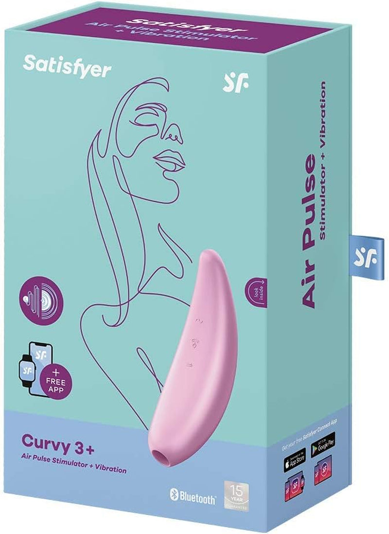 Curvy 3+ | Air-Pulse Clitoris Stimulating Vibrator | Connect App | 2 Motors | Clitoral Sucking Pressure-Wave Technology & Vibration | Waterproof (IPX7) | Rechargeable Battery | Skin-Friendly Silicone