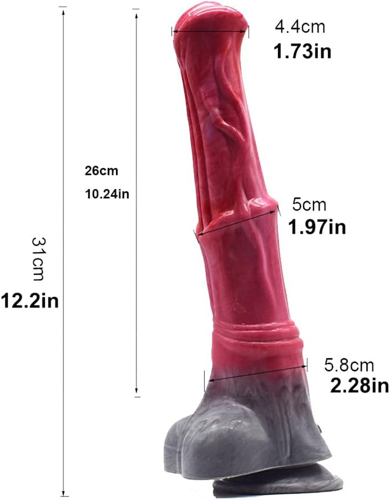 12 Inch Realistic Squirting Dildo Ejaculating Lifelike Knotted Dildo Large Horse Dildo Dildo with Suction Cup Adult Sex Toy for Women - Red Grey