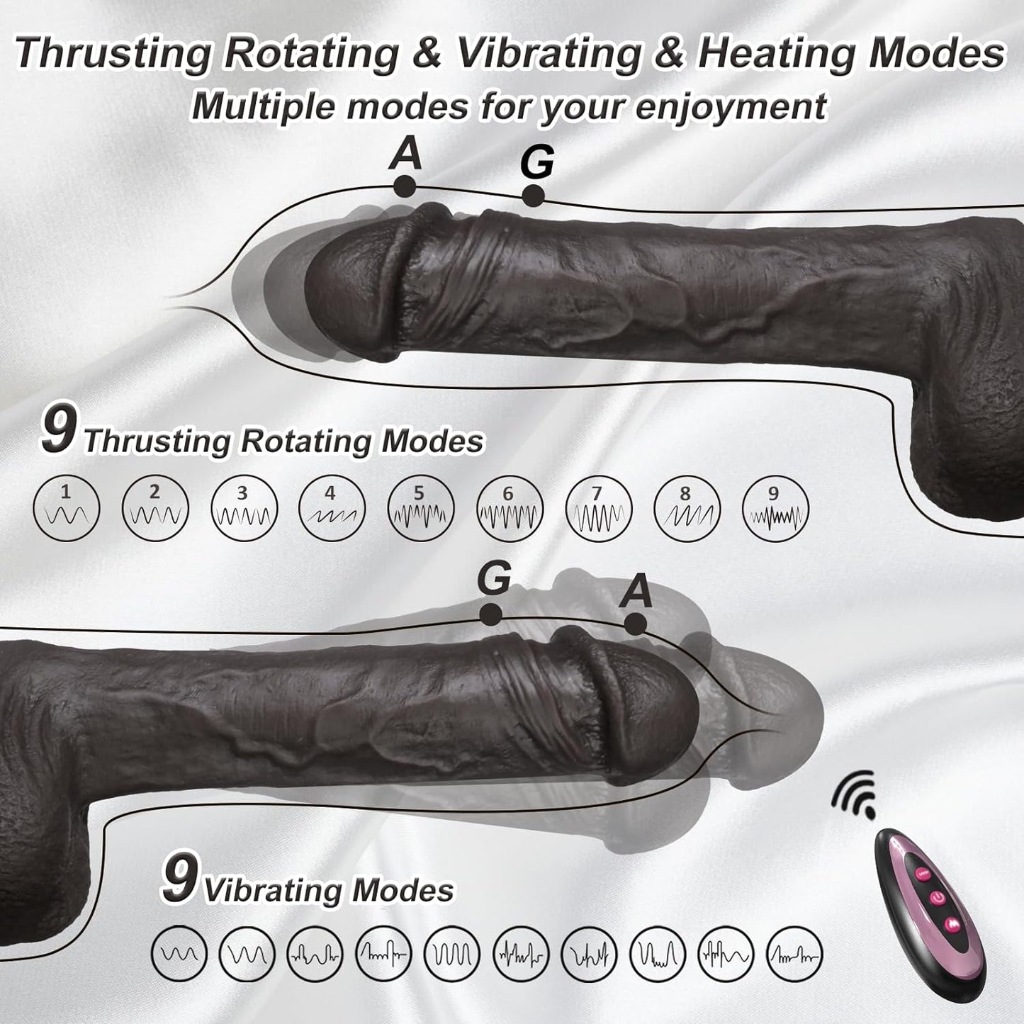 Thrusting Rotating G Spot Dildo Vibrator Sex Toys - Realistic Lifelike Silicone Suction Cup Thick Huge Dildos with 10 Modes for Anal Vagina Stimulation, Adult Female Sex Toys & Games for Women Couples