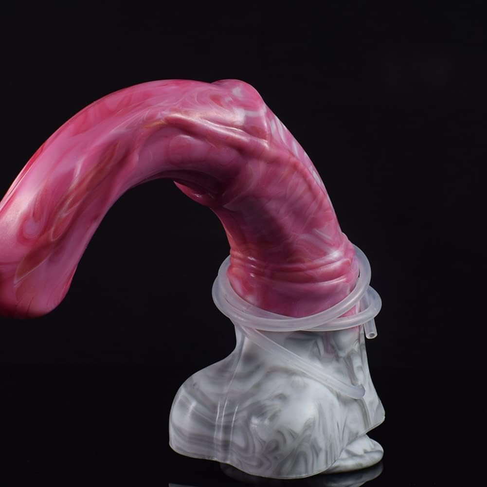 12 Inch Realistic Squirting Dildo Ejaculating Lifelike Knotted Dildo Large Horse Dildo Dildo with Suction Cup Adult Sex Toy for Women - Red Grey