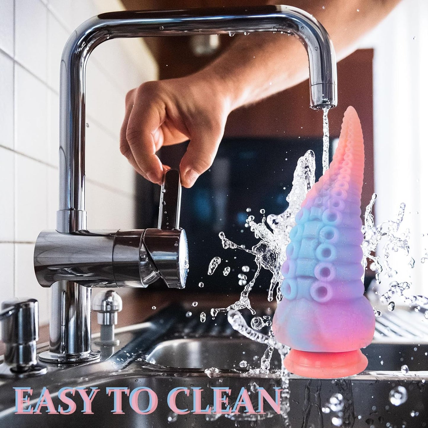Monster Silicone Dildo-8.3 Inch Adult Sex Toy Big Huge Monster Thick Dildo with Strong Suction Cup, Fantasy Anal Glowing Tentacle Dildo for Women or Men, Liquid Silicone Anal Plug Prostate Massager
